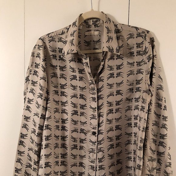 Burberry prosum collection gray silk blouse with the prosum logo horse - Picture 6 of 9